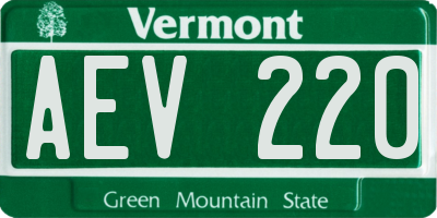 VT license plate AEV220