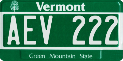 VT license plate AEV222