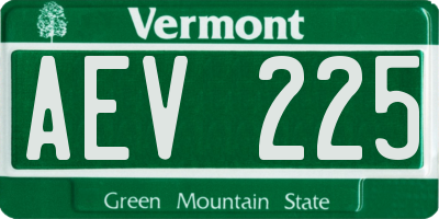 VT license plate AEV225