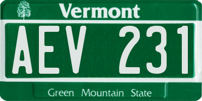 VT license plate AEV231