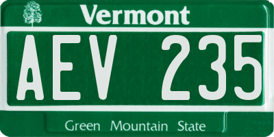 VT license plate AEV235