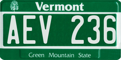 VT license plate AEV236