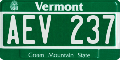 VT license plate AEV237