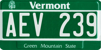 VT license plate AEV239