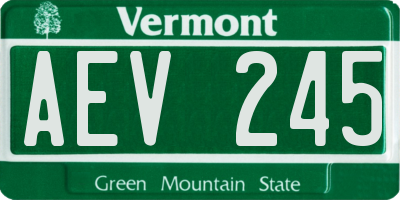 VT license plate AEV245