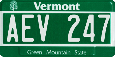 VT license plate AEV247