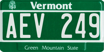 VT license plate AEV249