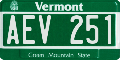 VT license plate AEV251