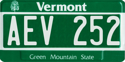 VT license plate AEV252