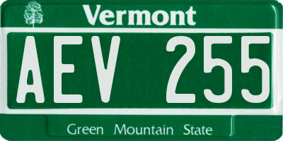 VT license plate AEV255