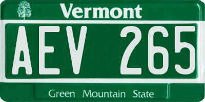 VT license plate AEV265