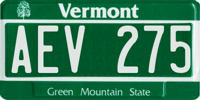 VT license plate AEV275