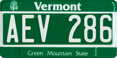 VT license plate AEV286