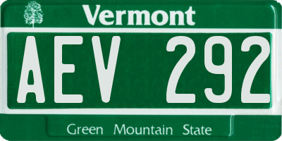 VT license plate AEV292