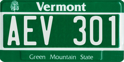 VT license plate AEV301