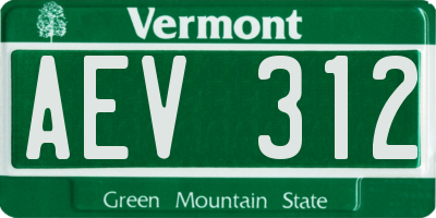 VT license plate AEV312