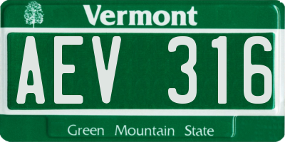 VT license plate AEV316