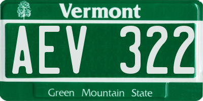 VT license plate AEV322