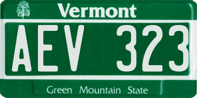 VT license plate AEV323