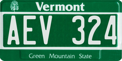 VT license plate AEV324