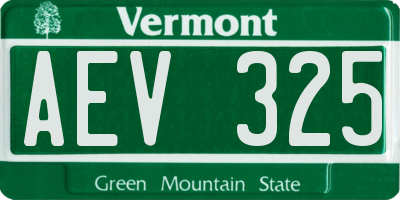 VT license plate AEV325
