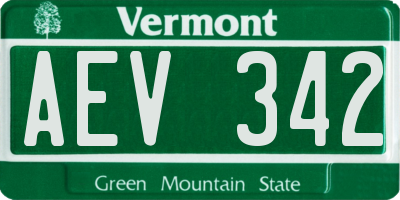 VT license plate AEV342