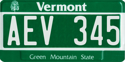 VT license plate AEV345