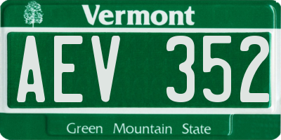 VT license plate AEV352