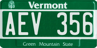 VT license plate AEV356