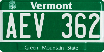 VT license plate AEV362