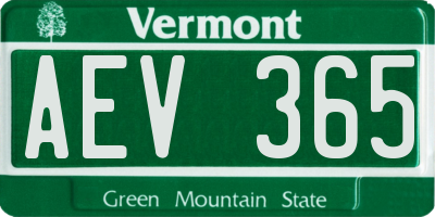 VT license plate AEV365