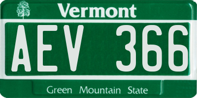 VT license plate AEV366