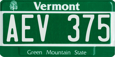 VT license plate AEV375