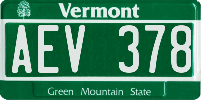 VT license plate AEV378