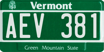 VT license plate AEV381