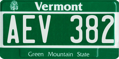 VT license plate AEV382