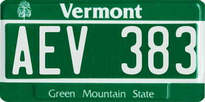 VT license plate AEV383