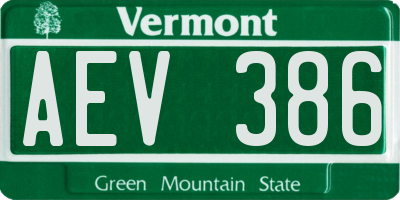 VT license plate AEV386