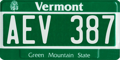 VT license plate AEV387