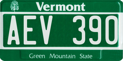 VT license plate AEV390