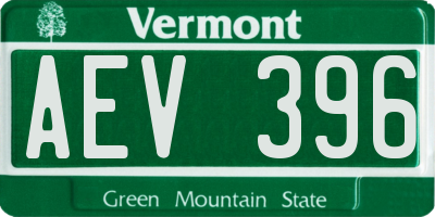 VT license plate AEV396