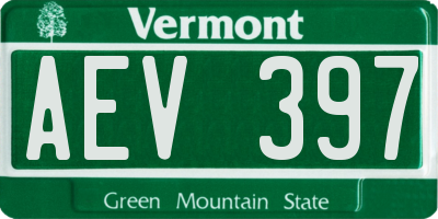 VT license plate AEV397