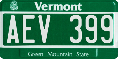 VT license plate AEV399