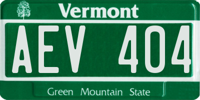 VT license plate AEV404