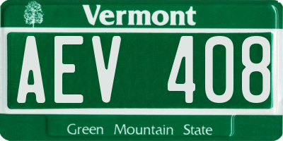VT license plate AEV408