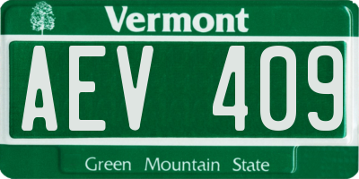 VT license plate AEV409