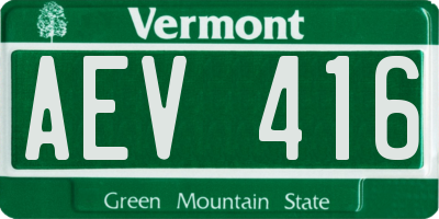 VT license plate AEV416