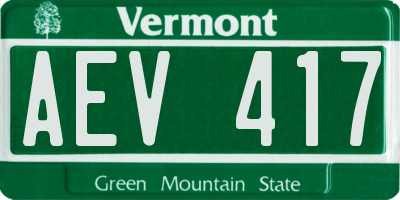 VT license plate AEV417