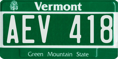 VT license plate AEV418