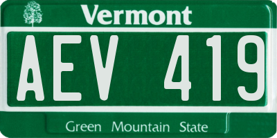 VT license plate AEV419